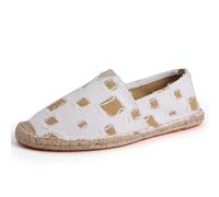 Morbuy Espadrilles Plates Homme Femme 36-47, Espadrilles été Confortable Slip on Chaussure en Toile Slip-ins Légère et Coutures Apparentes Classiques Semelle Antidérapante (37,T208 Blanc)