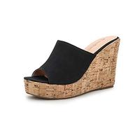 Morbuy Femmes Talon Compensées Plateforme Sandales, Grande Taille Casual Plate Bout Ouvert Slip-on Chaussures Été Mode Open Toe Non-Slip Chaussures de Plage Confortable Flip Flop (37,Noir)