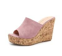 Morbuy Femmes Talon Compensées Plateforme Sandales, Grande Taille Casual Plate Bout Ouvert Slip-on Chaussures Été Mode Open Toe Non-Slip Chaussures de Plage Confortable Flip Flop (42,Rose)