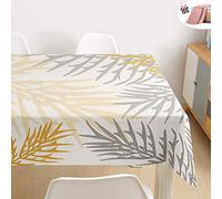 Morbuy Feuille Nappe Rectangulaire Anti Tache Nappe de Table Imperméable Lavable et Facile d'entretien pour Ménage Table Basse Jardin Extérieure Picnic (Blanc doré,140x240cm)
