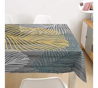 Morbuy Feuille Nappe Rectangulaire Anti Tache Nappe de Table Imperméable Lavable et Facile d'entretien pour Ménage Table Basse Jardin Extérieure Picnic (Gris Jaune,140x260cm)