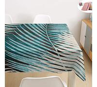 Morbuy Feuille Nappe Rectangulaire Anti Tache Nappe de Table Imperméable Lavable et Facile d'entretien pour Ménage Table Basse Jardin Extérieure Picnic (Cyan foncé,140x220cm)