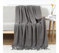 Morbuy Grand Plaid Canapé Jeté Couvre avec des Glands, Très Doux Dessus ou Protège Fauteuil Sofa et Lit Décoratif ou Pare-Poussière Protection Sofa Décoration Doux en Tissu (130 * 240CM,Gris foncé)