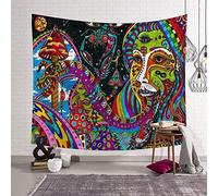 Morbuy Grande Taille Psychédélique Hippie Peinture en Couleur Tapisserie Murales Indienne Tapestr Décoration Tenture Couverture Polyester (Grand (150 x 200cm) Femme)