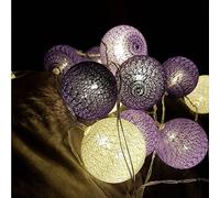 Morbuy Guirlande Lumineuse Boules, Piles Décoration Intérieur 20 LED Coton Boule Chaîne Lumièr pour Fête Noël Halloween Mariage Chambre Romantique Décor (3.3M / 20 Boule lumière, Purple Star)