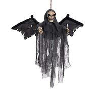 Morbuy Halloween Decoration, Fantômes à Suspendre Voix Horreur Accessoire Suspension Fête Décor de Fête Hantée Jouet Bar Hanté Maison avec des Yeux Lumineux et Un Son Screamy Scream (58 * 35cm,Noir)