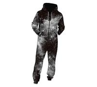 Morbuy Homme Jumpsuit Grenouillères Une Pièce Sweat à Capuche Unisexe, Hiver 3D Ciel Étoilé Imprimé Casual Vêtements de Maison Manche Longues Sweatshirt Cosplay Halloween