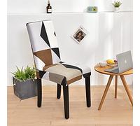 Morbuy Housse de Chaise de Salle a Manger imprimé Géométrique Mode, Universel Housses de Chaise Spandex Amovible Élastique, Décoration Maison Mariage Hôtel (Brun Moka,6 pièces)