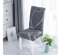 Morbuy Housse de Chaise de Salle à Manger Patchwork Imprimé Couverture de Chaise Lavable de Housse de Chaise Extensible Décoration de Mariage,Hôtel,Restaurant (Gris Citron,1 pièce)