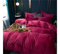 Morbuy Housse de Couette Couleur Unie en Flanelle, Housse de Couette Couverture Douce Epaisse Couverture en Polaire Chaude Réversible Couverture de Lit Parure de Lit (150x200cm,Vin Rouge)