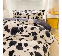 Morbuy Housse de Couette en Flanelle, Couverture en Polaire Douce Epaisse, Couverture de Lit Chaude Hiver Jeté de Canapé Réversible - Non Taies d'oreiller (220x240cm,Motif Vache)