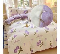 Morbuy Housse de Couette en Flanelle, Réversible Epaisse Douce Couverture en Polaire, Chaude pour Hiver Couverture de Lit Jeté de Canapé - Non Taies d'oreiller (Violet Blanc,150x200cm)