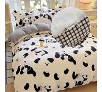 Morbuy Housse de Couette en Flanelle, Réversible Epaisse Douce Couverture en Polaire, Chaude pour Hiver Couverture de Lit Jeté de Canapé - Non Taies d'oreiller (Noir et Blanc,150x200cm)