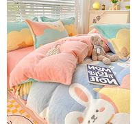 Morbuy Housse de Couette en Flanelle, Réversible Epaisse Douce Couverture en Polaire, Chaude pour Hiver Couverture de Lit Jeté de Canapé - Non Taies d'oreiller (200x230cm,Lapin de Lune)
