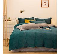 Morbuy Housse de Couette en Flanelle, Réversible Épaissir Douce Couverture en Polaire, Chaude pour Hiver Couverture de Lit Jeté de Canapé - Non Taies d'oreiller (150x200cm,Vert foncé + Gris)
