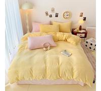 Morbuy Housse de Couette Flanelle, Housse de Couette en Polaire Douce Réversible Couleur Unie Couverture Hiver Chaude Epaisse 1-2 Personne Couverture de Lit (Jaune,220x240cm)