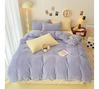 Morbuy Housse de Couette Flanelle, Housse de Couette en Polaire Douce Réversible Couleur Unie Couverture Hiver Chaude Epaisse 1-2 Personne Couverture de Lit (Violet,150x200cm)