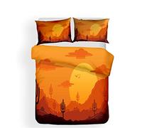 Morbuy Housse de Couette Parure de Lit 2 Personnes, 3D Plante du Désert Cactus Imprimé Microfibre Ensemble de Literie avec Housses de Couettes Taies d'oreillers (220x240cm,Cactus Au Crépuscule)