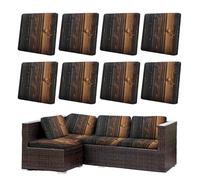 Morbuy Housse de Coussin Extérieur Lot de 6/8 Imperméable, Remplacement pour Coussin de Chaise Jardin & Canapé, Protecteur pour Salon Extérieur (Grain du Bois 1,8)