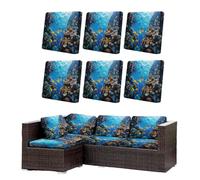 Morbuy Housse de Coussin Extérieur Lot de 6/8 Imperméable, Remplacement pour Coussin de Chaise Jardin & Canapé, Protecteur pour Salon Extérieur (Océan 1,6)