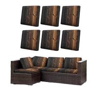 Morbuy Housse de Coussin Extérieur Lot de 6/8 Imperméable, Remplacement pour Coussin de Chaise Jardin & Canapé, Protecteur pour Salon Extérieur (Grain du Bois 1,6)