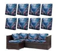Morbuy Housse de Coussin Extérieur Lot de 6/8 Imperméable, Remplacement pour Coussin de Chaise Jardin & Canapé, Protecteur pour Salon Extérieur (Océan 12,8)