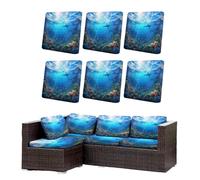 Morbuy Housse de Coussin Extérieur Lot de 6/8 Imperméable, Remplacement pour Coussin de Chaise Jardin & Canapé, Protecteur pour Salon Extérieur (Océan 8,6)