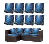 Morbuy Housse de Coussin Extérieur Lot de 6/8 Imperméable, Remplacement pour Coussin de Chaise Jardin & Canapé, Protecteur pour Salon Extérieur (Océan 7,8)