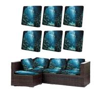 Morbuy Housse de Coussin Extérieur Lot de 6/8 Imperméable, Remplacement pour Coussin de Chaise Jardin & Canapé, Protecteur pour Salon Extérieur (Océan 2,6)