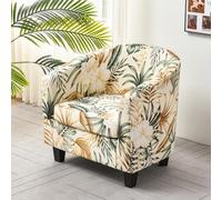 Morbuy Housse de Fauteuil Cabriolet 2 Pieces, Housse Fauteuil Club 1 Place Extensible Housse Fauteuil Chesterfield avec Accoudoir pour Salle à Manger, Café, Bar, Réception (Fleur d'or)