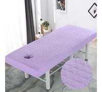 Morbuy Housse Table de Massage avec Trou, Drap Housse Matelassé Elastique Couleur Unie Lavable Respirante Couvre-Lit pour Table de Massage, Spa, Beauté et Salon du Visage (Violet,80x190cm)