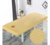 Morbuy Housse Table de Massage avec Trou, Drap Housse Matelassé Elastique Couleur Unie Lavable Respirante Couvre-Lit pour Table de Massage, Spa, Beauté et Salon du Visage (Jaune,70x190cm)