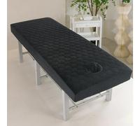 Morbuy Housse Table de Massage avec Trou, Elastique Drap Housse Matelassé en Velours Cristal Doux Lavable Couvre-Lit pour Table de Massage, Spa, Beauté et Salon du Visage (Noir,70x190cm)