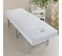 Morbuy Housse Table de Massage avec Trou, Elastique Drap Housse Matelassé en Velours Cristal Doux Lavable Couvre-Lit pour Table de Massage, Spa, Beauté et Salon du Visage (Blanc,70x185cm)
