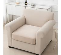 Morbuy Housses de Coussin de Siège de Canapé Extensibles, Housses de Coussin de Canapé Universelles Hautement Élastiques en Velours Doux avec Fond Élastique (Beige-Grise,4 Places Plus)