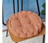 Morbuy Jacquard Rond Coussins de Jardin, Couleur Unie Coussin Exterieur, Lin Epais Coussin Chaise Galette de Chaise pour Intérieur Patio Coussin Chaise Exterieur (45x45cm,Marron)