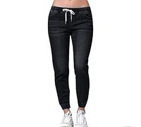 Morbuy Jean Femme Taille Haute Grande Taille, Stretch Skinny Slim Sexy Déchiré Troué Crayon Pantalons Droit Bootcut Push Up Boyfriend Denim Pants Casual Rétro (3XL, Noir)