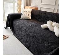 Morbuy Jeté de Canapé Antidérapant, Chenille Réversible Housse de Canapé d'angle pour 1, 2, 3 ou 4 Places Une Couverture Complète, Anti-poussière, Anti-fouling (Noir Moderne,180x300cm)