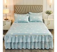 Morbuy Jupe de Lit à Volant 150x200 180x200 200x220, Jupe de Lit Cache Sommier avec Cantonnière Drap Housse avec Taie d'oreiller Microfibre Doux Ourlet Élastique Drap (Marguerites,180x220cm)