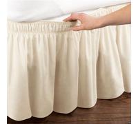 Morbuy Jupe de lit à Volant, Jupe de lit à Volants Anti-poussière Enveloppant Cache-Sommiers Robuste Et Élastique Protège Jupes de Lit Microfibre 30cm de Hauteur (Beige Jaune,150x200+30cm)