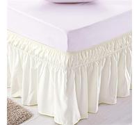 Morbuy Jupe de lit à Volant, Jupe de lit à Volants Anti-poussière Enveloppant Cache-Sommiers Robuste Et Élastique Protège Jupes de Lit Microfibre 38cm de Hauteur (198 * 203cm,Beige)