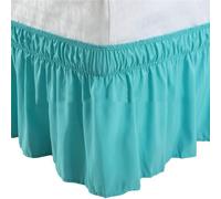 Morbuy Jupe de lit à Volant, Jupe de lit à Volants Anti-poussière Enveloppant Cache-Sommiers Robuste Et Élastique Protège Jupes de Lit Microfibre 30cm de Hauteur (Bleu lac,180x200+30cm)