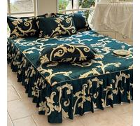 Morbuy Jupe de Lit à Volant, Jupe de Lit Cache Sommier avec Cantonnière Drap Housse avec Taie d'oreiller Microfibre Doux Ourlet Élastique Drap (Jacquard doré,120x200cm)