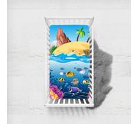 Morbuy Le Monde Sous-Marin Draps Housses pour Lit Bébé, Impression Douce Bébé Drap Housse, Respirant Microfibre Drap, pour Berceau, Couffin et Nacelle Housse Matelas (Coraux bleus,95x65cm)