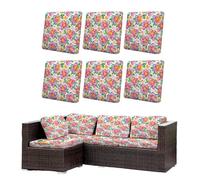 Morbuy Lot de 6/8 Housses de Coussin Extérieur, Imperméable Housses de Coussin de Jardin, Remplacement pour Mobilier de Terrasse et Dossier de Canapé d'angle en Rotin (Fleurs Graffiti,6)