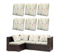 Morbuy Lot de 6/8 Housses de Coussin Extérieur, Imperméable Housses de Coussin de Jardin, Remplacement pour Mobilier de Terrasse et Dossier de Canapé d'angle en Rotin (Tulipes Jaunes,6)