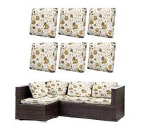 Morbuy Lot de 6/8 Housses de Coussin Extérieur, Imperméable Housses de Coussin de Jardin, Remplacement pour Mobilier de Terrasse et Dossier de Canapé d'angle en Rotin (Pivoine dorée,6)