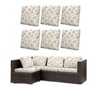Morbuy Lot de 6/8 Housses de Coussin Extérieur, Imperméable Housses de Coussin de Jardin, Remplacement pour Mobilier de Terrasse et Dossier de Canapé d'angle en Rotin (Pivoine Blanche,6)