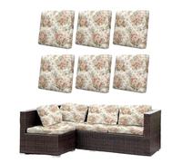 Morbuy Lot de 6/8 Housses de Coussin Extérieur, Imperméable Housses de Coussin de Jardin, Remplacement pour Mobilier de Terrasse et Dossier de Canapé d'angle en Rotin (Pivoine Vintage,6)