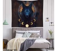 Morbuy Mandala Loup Tapisserie Murales, 3D Animal Hippie/Psychedelique Tapisserie Murale-Idéale Tenture Couverture Pique-Nique Nappe Serviette de Plage Décoration Salon (150 x 200cm, Loup g)